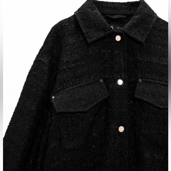 Zara TEXTURED WEAVE OVERSIZED WOOL BLEND JACKET - Picture 3 of 17